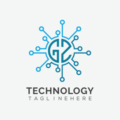 initial monogram for technology logo with circle style design