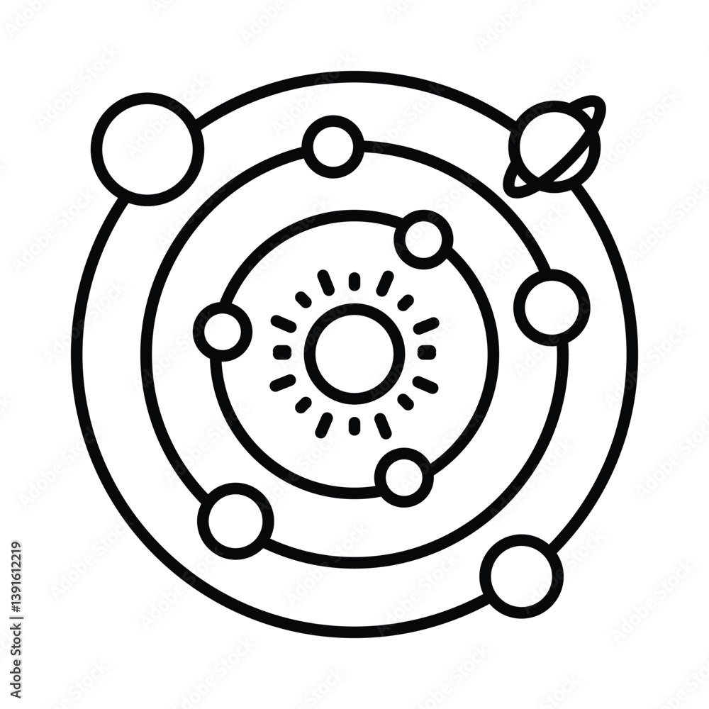 Poster planetary system vector outline icon. eps 10 file