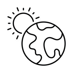 Earth And Sun  vector outline icon. EPS 10 file