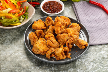 Golden crispy Breaded calamari snack