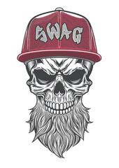 Skull with gothic style beard in casual style cap 50