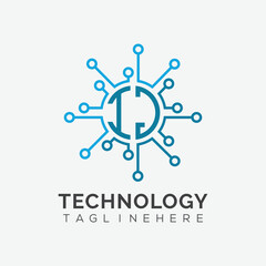 initial monogram for technology logo with circle style design
