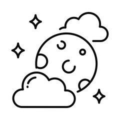 Moon vector outline icon. EPS 10 file