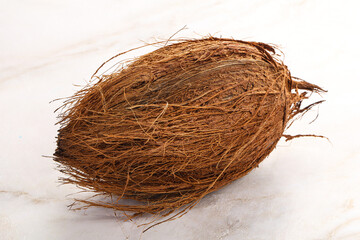 Natural exotic brown hairy coconut