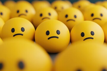 Sad-faced emoji balls