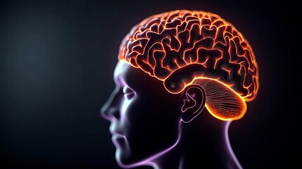 Obraz premium Detailed illustration of a human brain highlighting neural connections and activity