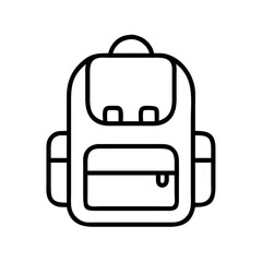 Backpack bag vector icon for school travel hiking camping and outdoor activities gear equipment outline style