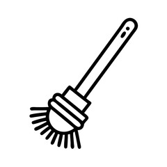 Outline dish brush vector icon illustration for cleaning kitchen utensils and washing dishes at home