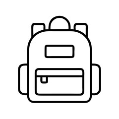 Backpack vector icon outline style for school travel hiking and camping gear and equipment design element