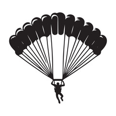 Silhouette illustration of person skydiving adventure parachuting activity concept