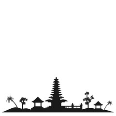 Traditional Balinese Temple Landscape Silhouette
