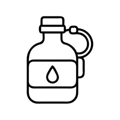 Outline water bottle icon vector illustration for hydration and fitness equipment and camping gear design 100