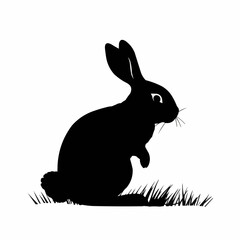 Vector illustration of a cute and fluffy rabbit with big ears in a white background, featuring an Easter bunny in a small and adorable pose