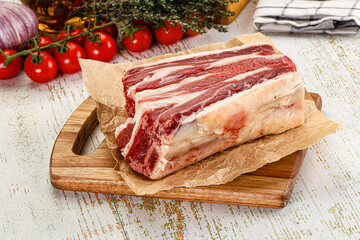 Raw beef ribs for cooking