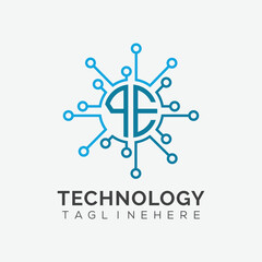initial monogram for technology logo with circle style design