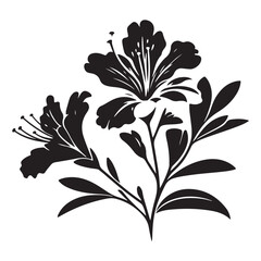 Elegant Azalea Flower Silhouette Vector Illustration for Botanical Designs