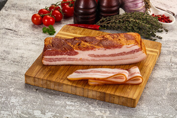 Fat bacon cut with slices
