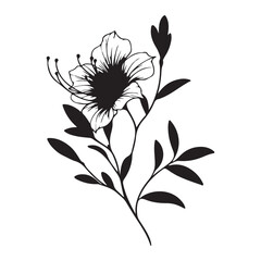 Single Blooming Flower Vector Silhouette for Nature Inspired Designs