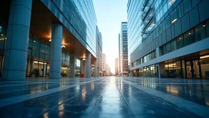 Modern Financial Center: Harnessing Renewable Energy Finance with Advanced Investment Strategies and Digital Analytics for Sustainable Capital Funding - Stock Photo Concept with Left Space