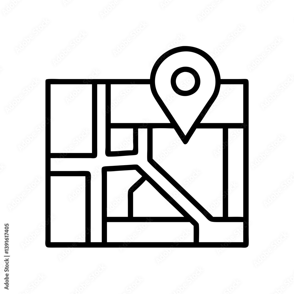 Poster map location pointer icon vector illustration for gps navigation and destination guidance concept de