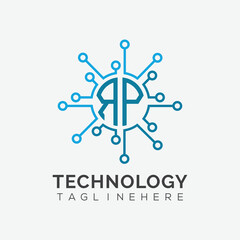 initial monogram for technology logo with circle style design
