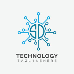 initial monogram for technology logo with circle style design