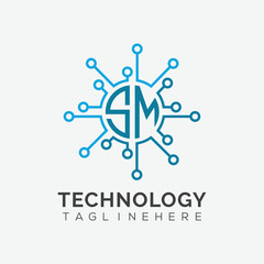 initial monogram for technology logo with circle style design	