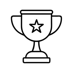 Outline vector trophy icon with star for award, achievement, and competition success design element