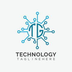 initial monogram for technology logo with circle style design	