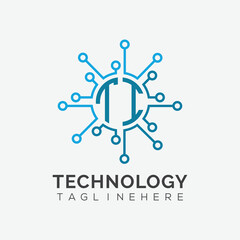 initial monogram for technology logo with circle style design	