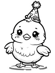 Charming Chibi Chick With Party Hat And Blushing Cheeks