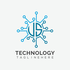 initial monogram for technology logo with circle style design	