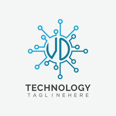 initial monogram for technology logo with circle style design	