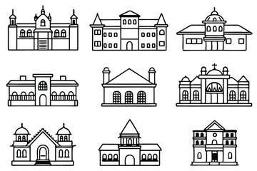 Fototapeta premium Mansion Line Art Illustration Detailed Design for Architectural Artwork 
