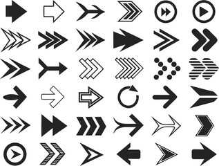 Arrow icon set. Collection of various arrow icons, symbols and elements. Modern simple arrows. Set of arrows icons