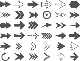Arrow icon set. Collection of various arrow icons, symbols and elements. Modern simple arrows. Set of arrows icons