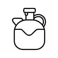 Outline drawing of a vintage oil bottle with handle and spout for cooking and kitchen use vector image