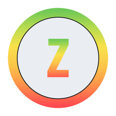 Vibrant Lowercase letter z design with green-red gradient border and light gray inner circle. Perfect for contemporary logo design or creative visual identity.