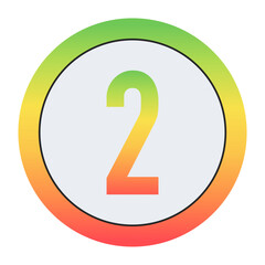 Vibrant Number 2 design with green-red gradient border and light gray inner circle. Perfect for contemporary logo design or creative visual identity.