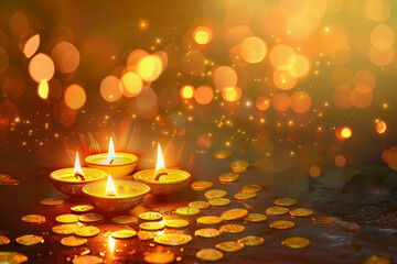 Greeting card with holiday composition for happy Akshaya Tritiya