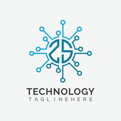 initial monogram for technology logo with circle style design