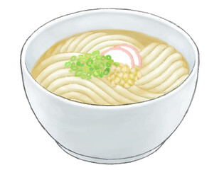 うどん イラスト　色鉛筆