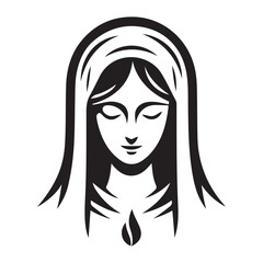 Virgin Mary silhouette vector illustration for religious graphic resources