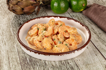 Prawn in white cream sauce