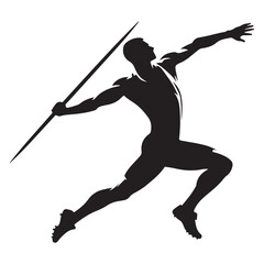 Silhouette Javelin Throw Athlete in Action with Power and Precision