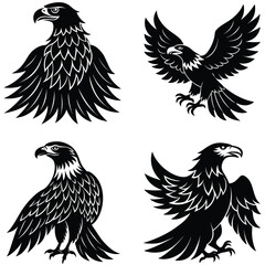 Fototapeta premium Eagle Vector Silhouetted Bundle Set Collection