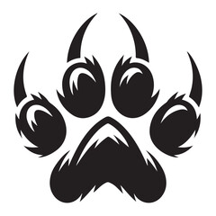 Intense Wolf Paw Print Vector Illustration Silhouette for Tattoo Design