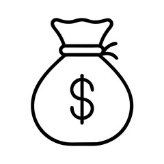 Money bag icon vector illustration financial wealth and investment concept outline style for web and graphic design