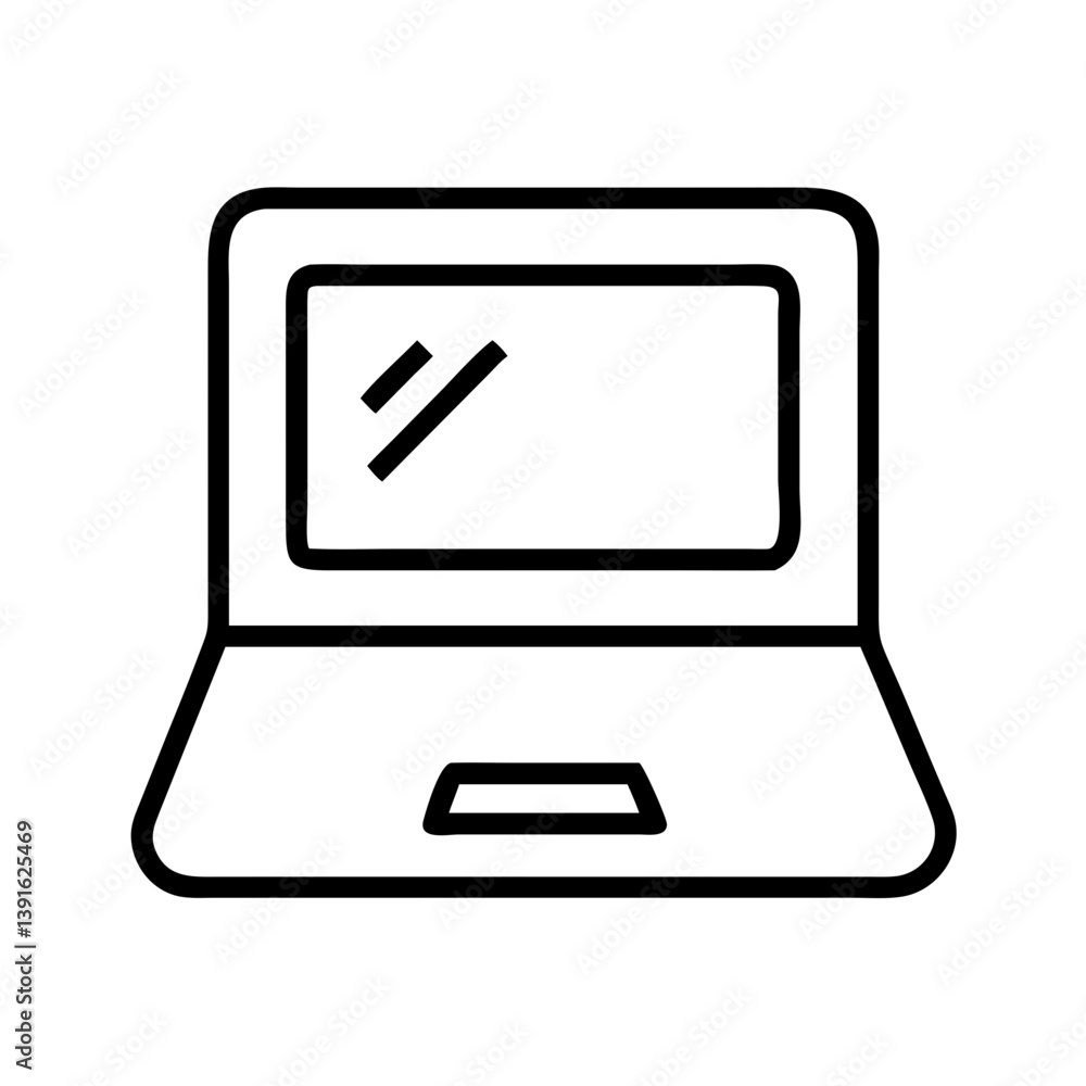 Poster laptop computer vector icon for technology and business concept with outline design and clean style 