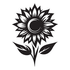 Sunflower Vector Silhouette Illustration Floral Design with Positive Energy